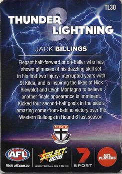 2016 Select Footy Stars - Thunder & Lightning #TL30 Jack Billings Back